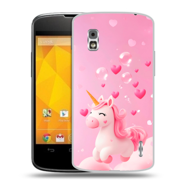 Пластиковый чехол на LG Google Nexus 4 с принтом Единорог