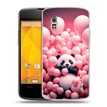 Пластиковый чехол на LG Google Nexus 4 с принтом Панда Пластиковый чехол на LG Google Nexus 4 с принтом Панда