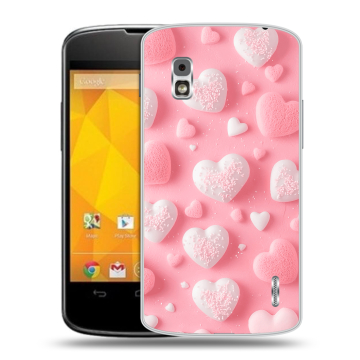 Пластиковый чехол на LG Google Nexus 4 с принтом Сердечки