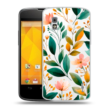 Пластиковый чехол на LG Google Nexus 4 с принтом Цветы паттерн
