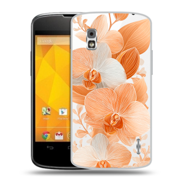 Пластиковый чехол на LG Google Nexus 4 с принтом Бежевые цветы