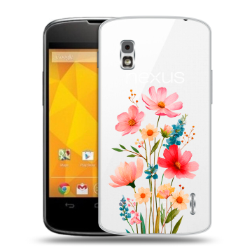 Пластиковый чехол на LG Google Nexus 4 с принтом Цветы