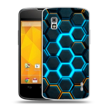 Пластиковый чехол на LG Google Nexus 4 с принтом Неоновые соты