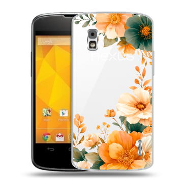 Пластиковый чехол на LG Google Nexus 4 с принтом Цветы принт