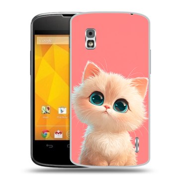Пластиковый чехол на LG Google Nexus 4 с принтом Розовый котенок