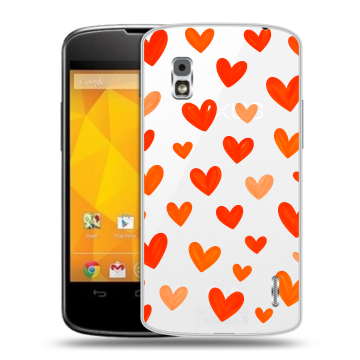 Пластиковый чехол на LG Google Nexus 4 с принтом Сердечки
