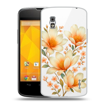 Пластиковый чехол на LG Google Nexus 4 с принтом Цветы