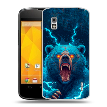 Пластиковый чехол на LG Google Nexus 4 с принтом Медведь