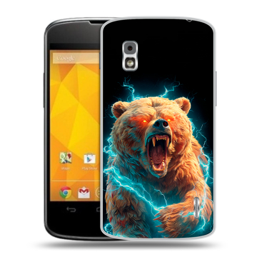 Пластиковый чехол на LG Google Nexus 4 с принтом Медведь