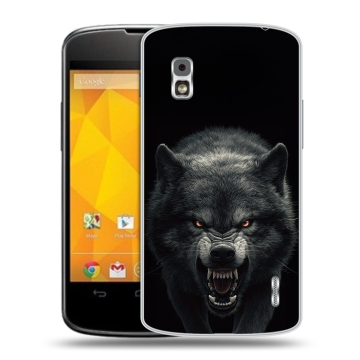 Пластиковый чехол на LG Google Nexus 4 с принтом Волк