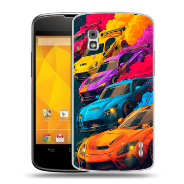 Пластиковый чехол на LG Google Nexus 4 с принтом Тачки
