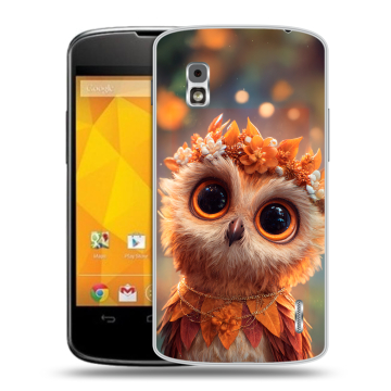 Пластиковый чехол на LG Google Nexus 4 с принтом Милая сова