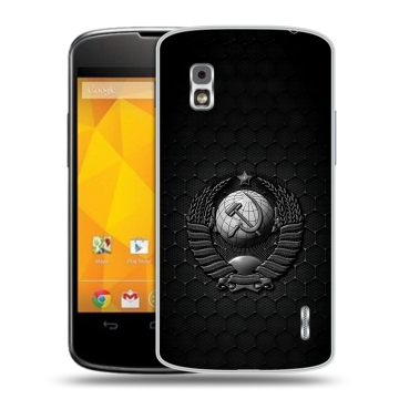 Пластиковый чехол на LG Google Nexus 4 с принтом Герб Флаг СССР Пластиковый чехол на LG Google Nexus 4 с принтом Герб Флаг СССР
