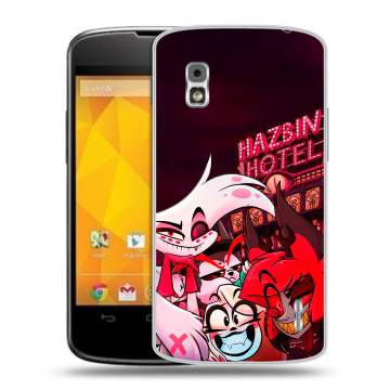 Пластиковый чехол на LG Google Nexus 4 с принтом Hazbin Hotel Отель Хазбин