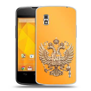 Пластиковый чехол на LG Google Nexus 4 с принтом Герб Флаг России