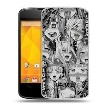Пластиковый чехол на LG Google Nexus 4 с принтом Ahegao Ахегао Аниме