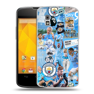 Пластиковый чехол на LG Google Nexus 4 с принтом Man City Манчестер Сити