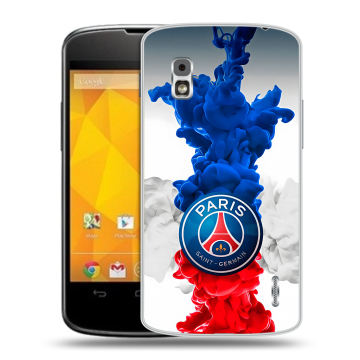 Пластиковый чехол на LG Google Nexus 4 с принтом PSG ПСЖ