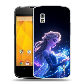 Пластиковый чехол на LG Google Nexus 4 с принтом Холодное сердце Frozen