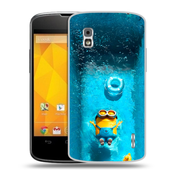 Пластиковый чехол на LG Google Nexus 4 с принтом Миньоны