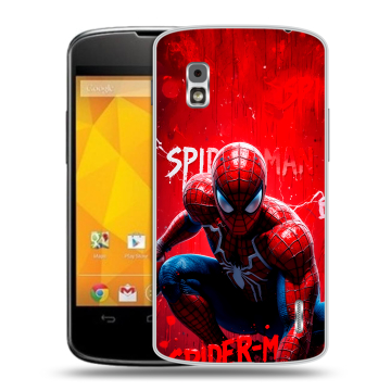 Пластиковый чехол на LG Google Nexus 4 с принтом Spiderman Человек паук