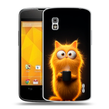 Пластиковый чехол на LG Google Nexus 4 с принтом Смешной кот