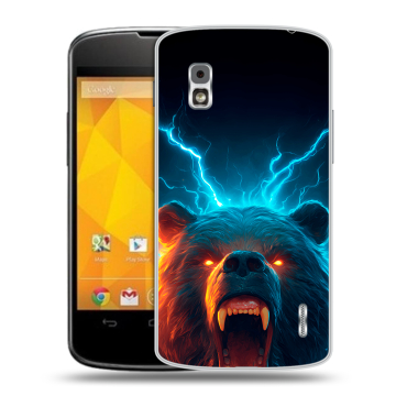 Пластиковый чехол на LG Google Nexus 4 с принтом Медведь
