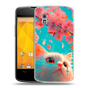 Пластиковый чехол на LG Google Nexus 4 с принтом Красивый кот