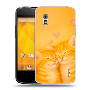 Пластиковый чехол на LG Google Nexus 4 с принтом Милые котята