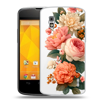 Пластиковый чехол на LG Google Nexus 4 с принтом цветы