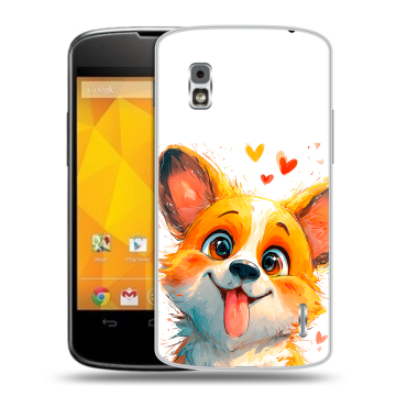 Пластиковый чехол на LG Google Nexus 4 с принтом корги