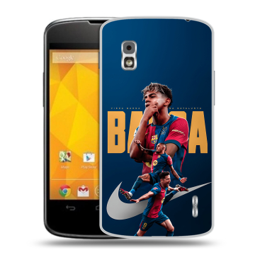 Пластиковый чехол на LG Google Nexus 4 с принтом Барселона Barca Yamal 