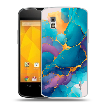 Пластиковый чехол на LG Google Nexus 4 с принтом Мрамор блестки