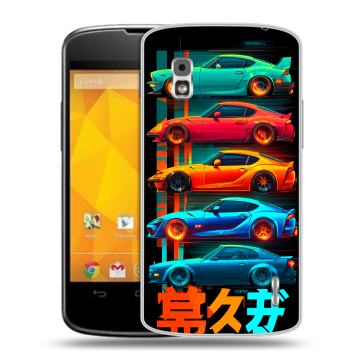Пластиковый чехол на LG Google Nexus 4 с принтом машины тачки