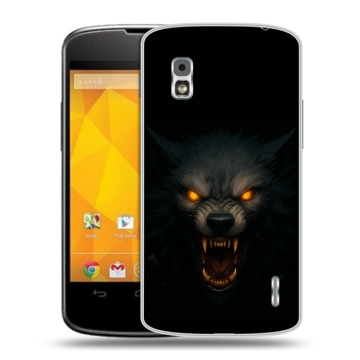 Пластиковый чехол на LG Google Nexus 4 с принтом Волк
