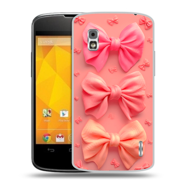 Пластиковый чехол на LG Google Nexus 4 с принтом Розовые бантики
