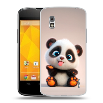 Пластиковый чехол на LG Google Nexus 4 с принтом милая панда