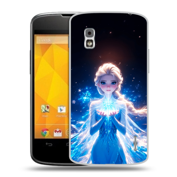 Пластиковый чехол на LG Google Nexus 4 с принтом Холодное сердце Frozen
