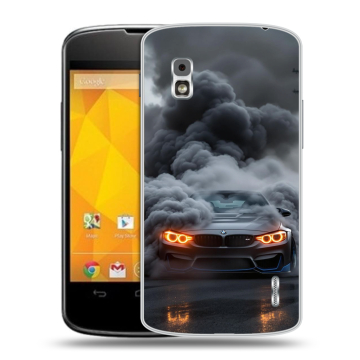 Пластиковый чехол на LG Google Nexus 4 с принтом BMW БМВ