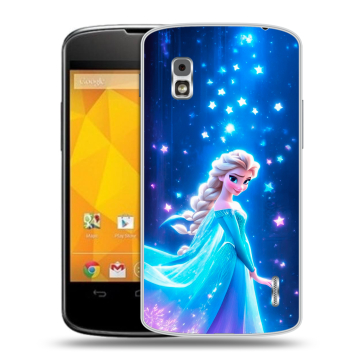 Пластиковый чехол на LG Google Nexus 4 с принтом Холодное сердце Frozen