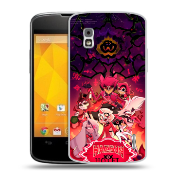 Пластиковый чехол на LG Google Nexus 4 с принтом Hazbin Hotel Отель Хазбин