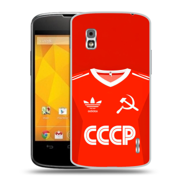 Пластиковый чехол на LG Google Nexus 4 с принтом Флаг Герб СССР