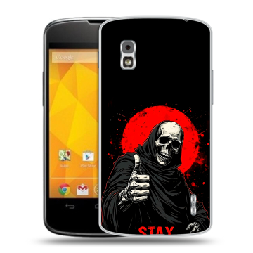 Пластиковый чехол на LG Google Nexus 4 с принтом смешной скелет