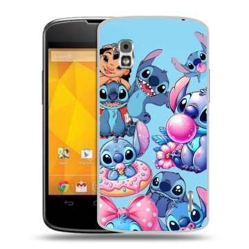 Пластиковый чехол на LG Google Nexus 4 с принтом Лило и Стич Пластиковый чехол на LG Google Nexus 4 с принтом Лило и Стич