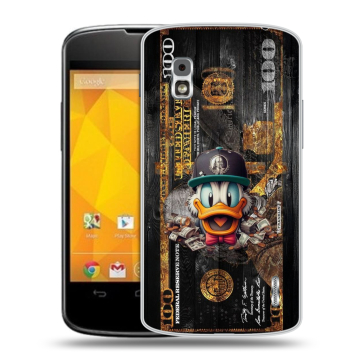 Пластиковый чехол на LG Google Nexus 4 с принтом Дональд Дак Доллар