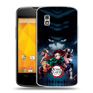 Пластиковый чехол на LG Google Nexus 4 с принтом Demon Slayer Клинок рассекающий демонов Пластиковый чехол на LG Google Nexus 4 с принтом Demon Slayer Клинок рассекающий демонов