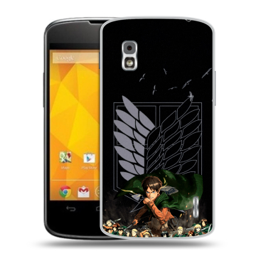 Пластиковый чехол на LG Google Nexus 4 с принтом Атака титанов