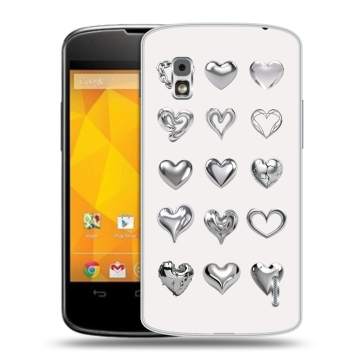 Пластиковый чехол на LG Google Nexus 4 с принтом Y2K сердечки