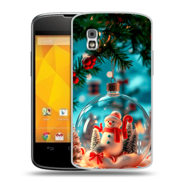 Пластиковый чехол на LG Google Nexus 4 с принтом Новый год