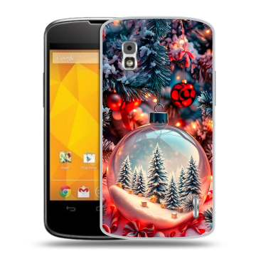 Пластиковый чехол на LG Google Nexus 4 с принтом Новый год